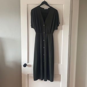 Ribbed hunter green dress